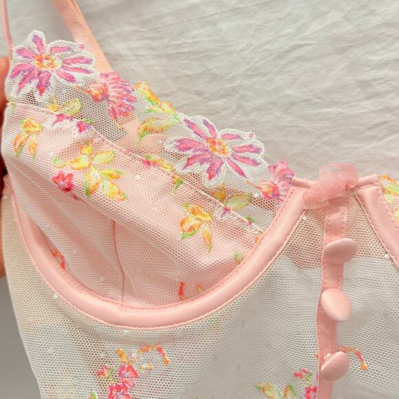 For Love & Lemons for Victoria's Secret April Bloom Bra Fairy Romantic Floral - Picture 4 of 5